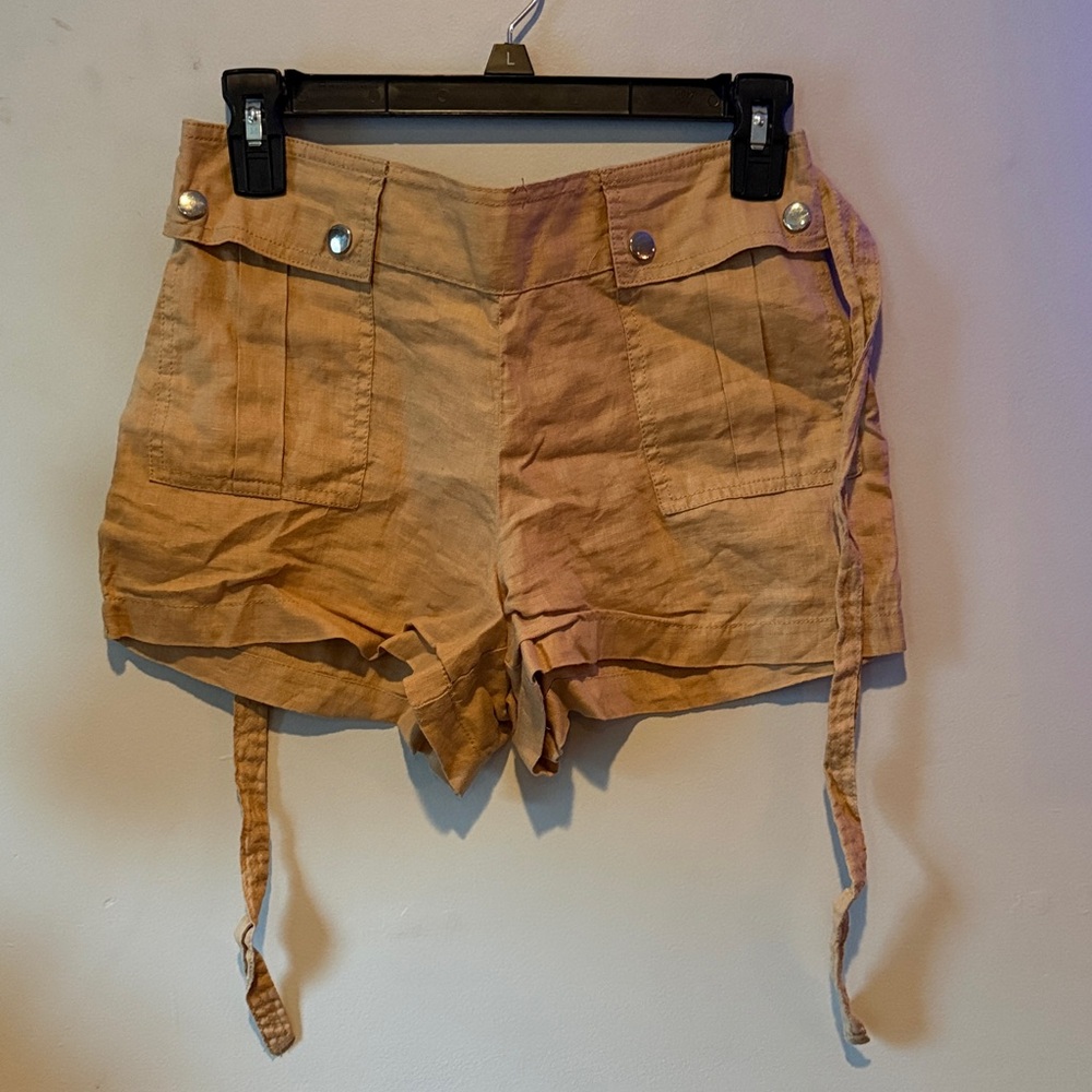 GUESS Tan Casual Tie-Detail Women's Shorts
